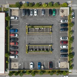 top down map picture of a supermarket parking lot after a zombie attack, top down perspecrive