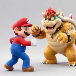 Joe Biden in Super Mario fighting Vladimir Putin as Bowser hyperrealistic