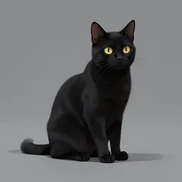 digital illustration of a black cat sitting in a photo studio, matte background, photorealistic, octane, Unreal Engine, finalRender, concept art, digital illustration, artstation, artstation hq, hd, 4k resolution