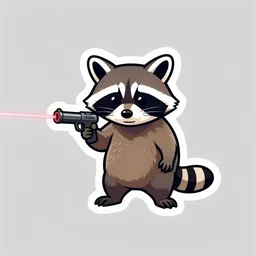 logo of a racoon holding a laser gun, digital art , centered, realistic 4K