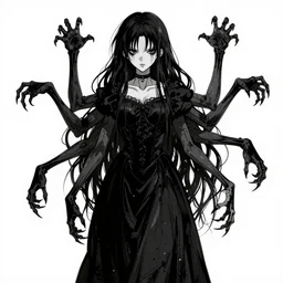 biblically accurate lovecraftian girl, studio gainax illustration, multiple limbs, scary, threatening, dark lineart