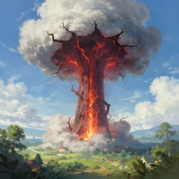 A crackling portal to hell opening in an idyllic heavenly sky, a fantasy digital painting by Greg Rutkowski and James Gurney, trending on Artstation, highly detailed