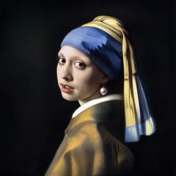bella hadid with a pearl earring by johannes vermeer, oil on canvas