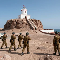 chilean pacific war, chilean soldiers taking over the morro de arica, cinematic 8 k, full color, highly detailed
