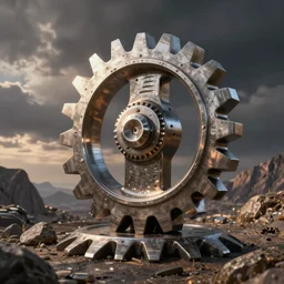 metal cog rises with revenge, digital art