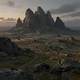Mordor Gorgoroth Plains in the evening, detailed matte painting, cinematic, Alan Lee, Artstation
