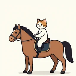 a cat riding horse