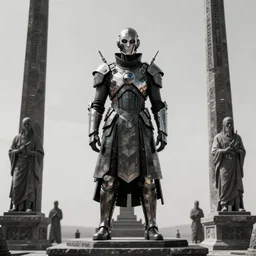 brutal solarpunk macedonian cyber warrior portrait standing altar of sacrifice by giger vasnetsov rutkowski mucha hyperrealism very detailed masterpiece shadows symmetrical eyes well proportioned balanced high resolution artgerm