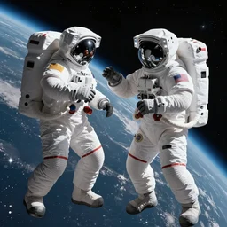 astronaut fighting a creature in space 8 k hyperrealism
