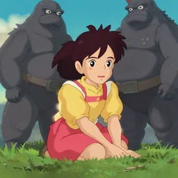 a wholesome animation key shot of nausicaa sheltering from ai overlords by herself, studio ghibli, pixar and disney animation, sharp, disney concept art watercolor illustration by mandy jurgens and alphonse mucha and alena aenami, pastel color palette, red embers float, bloom, dramatic lighting
