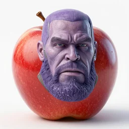 thanos's face on an apple, hyperdetailed, artstation, cgsociety, 8 k
