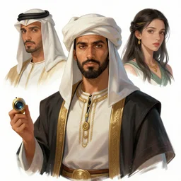 a detailed fantasy character portrait of abdel halim hafez as god of art by lauri blank, artgerm, evelyn de morgan, 8K, 50mm lens