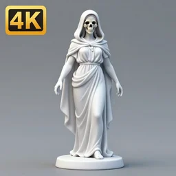 80mm resin detailed miniature of a beautiful Hypriestes, clothed in white robe and hood, beautiful bone structure, symmetrical facial features, Product Introduction Photos, 4K, Full body