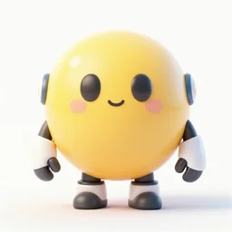 aesthetic cute emoji character of a ( robot ). cute style, 3 d render with light shading, specular, white background. high quality