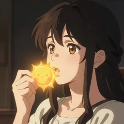 anime girl eating the sun