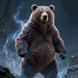 a mythical human bear hybrid, concept art, portrait, epic, trending on artstation, very detailed, 4 k, hd, dramtix lighting, flowing energy, by beeple
