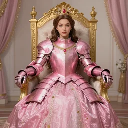 gorgeous!! hyper - realistic princess wearing ornate pink knight armor l sitting at the thrown | drawn by wlop, drawn by jeehyung lee, drawn by artgerm