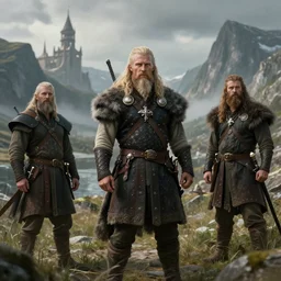 Beautiful Viking setting artistic masterpiece in the style of jesper fjsing, mathias kollros, and donato giancola, 8k resolution detailed painting digital illustration filmic, depth of field