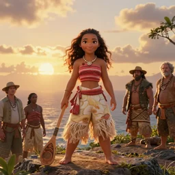 epic beautifull hyper realistic moana, beauty, golden hour, gorgeous lighting by kim jung giu weta studio, mucha, bautista and norman rockwell and greg rutkowski and tom bagshaw and james gurney and lucasfilm