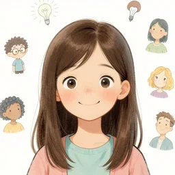 a portrait of a smiling girl who always has positive ideas, cute, by chris riddell, ilya kuvshinov, wlop, krenz kushart, boris vallejo, ayami kojima