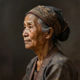 an intricate concept illustration of an old indonesian farmer woman side view, by wlop, artstation, cgsociety, hyper realistic, photorealistic, digital painting