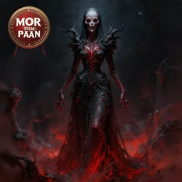 a digital painting of an entity in a black and red dress, an ultrafine detailed painting by mor than, artstation contest winner, digital art, cosmic horror, lovecraftian, polycount