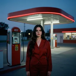 lana del rey. americana. folk horror. dusk. atmospheric. gas station.