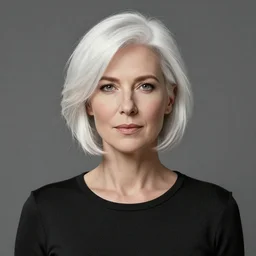 portrait of a woman with short white hair, medium shot, illustration, highly detailed, high quality, by mark brooks