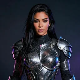 kim kardashian portrait, dystopia core, apocalyptic, armor, warrior, dramatic, sharp focus, fiction, neon, fantasy, hyper detailed, digital art, trending in artstation, cinematic lighting, studio quality, smooth render, unreal engine 5 rendered, octane rendered, art style and nixeu and wlop and krenz cushart