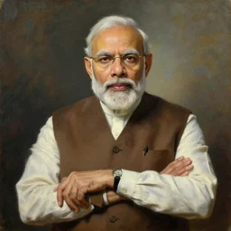 neoclassical gothic portrait of stoned tripping narendra modi as a watchman, by greg rutkowski, by jacques - louis david, trending on artstation, featured on pixiv, masterpiece, oil on canvas, cinematic composition, brilliant lighting,