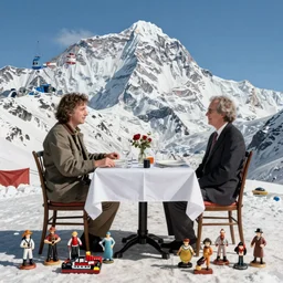 dinner table for 2 on top of mount everest, restaurant dinner table for 2 by Christopher Soukup, David Fincher, Dan Witz, Gregory Crewdson, Huleeb, Lee Griggs, Mike Nash, Paul Chadeisson, Stephen Shore, sideshow collectibles, Terry Richardson, Vitaly Bulgarov