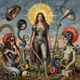 instruments of destruction, surrealistic collage art