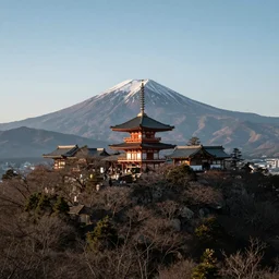 a beautiful  japanese  torri on  a mountain ,  by Krenz