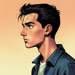 a portrait of a skinny junkie illustrated by sergio toppi, profile, vibrant, trending on artstation, behance,