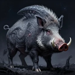 a huge alien that looks like a boar, cosmic horror, elegant intricate digital painting artstation concept art by mark brooks and brad kunkle extreme detailed