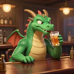 a anthropomorphic dragon dressed like a punk drinking in a bar Trending on artstation DeviantArt Pinterest furaffinty Photorealistic HD 8k highlights and shadow detailed High Resolution