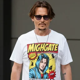 johnny depp wearing a comicsgate shirt