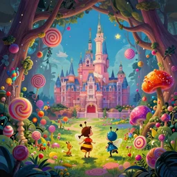 photo of underground whimsical fairy wonderland vibrant colors candyland wonderland by artgerm and greg rutkowski and magali villeneuv art beeple, by thomas kinkade hearstone league of legends dofus beatrix potter