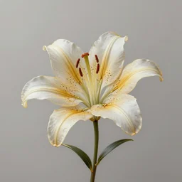 single stem flower, st joseph lily, intricate detail, painted look, golden ratio, ethereal, infini - d - render,