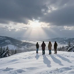 bluegrass band on a blizzard mountaintop, digital art