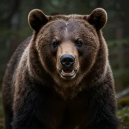 great spirit bear in the dark forest, majestic, divine, brown, angry, highly detailed, detailed face, smooth, sharp focus, chiaroscuro, digital painting, artgerm, greg rutkowski, alphonse mucha, octane