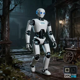 ASIMO robot walking through haunted asylum, GoPro