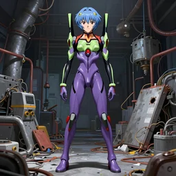 a fullbody portrait of rei ayanami neon genesis evangelion : : stand alone complex, under repairs, maintenance : : by ilya kuvshinov, rossdraws, artgerm, sola digital arts, anti aliasing, raytracing : :