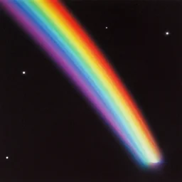 glowing rainbow beam of light in space, vintage