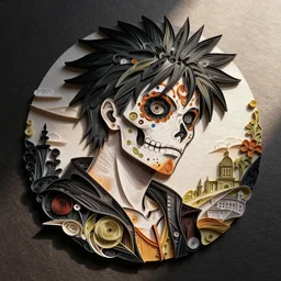 paper quilling origami day of the dead in berserk manga art style