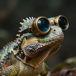 a profile picture of a reptile with steampunk googles, by ROSS tran, 4k