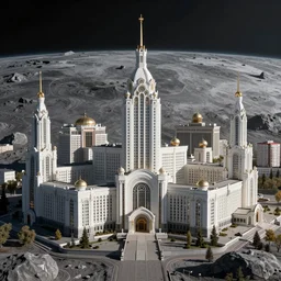 soviet style buildings in a city on the Moon, Neo Norilsk, Neo Kyiv, sci-fi, enchanting, photorealistic, intricate, very very beautiful, elegant, smooth, photorealistic, cinematic, Octane renderer, by Evgeny Zubkov, by Marat Zakirov, trending on Behance