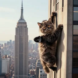 cinestill of kitten king kong climbing the empire state building