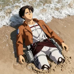 CNN news footage taken from above. The Colossus Titan from Attack on Titan is washed up on the beach.