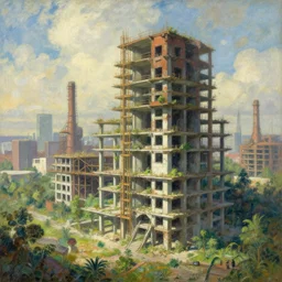 a beautiful ultradetailed illustration of architecture nature unfinished building city industrial architecture abandoned building spirit realm by frederick mccubbin, gem fantasy, archdaily, wallpaper, highly detailed, trending on artstation.